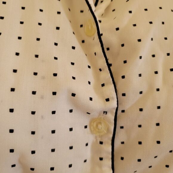 Dana point vintage retro polka dot sleepwear pajama top collared button up   sho - Picture 3 of 5